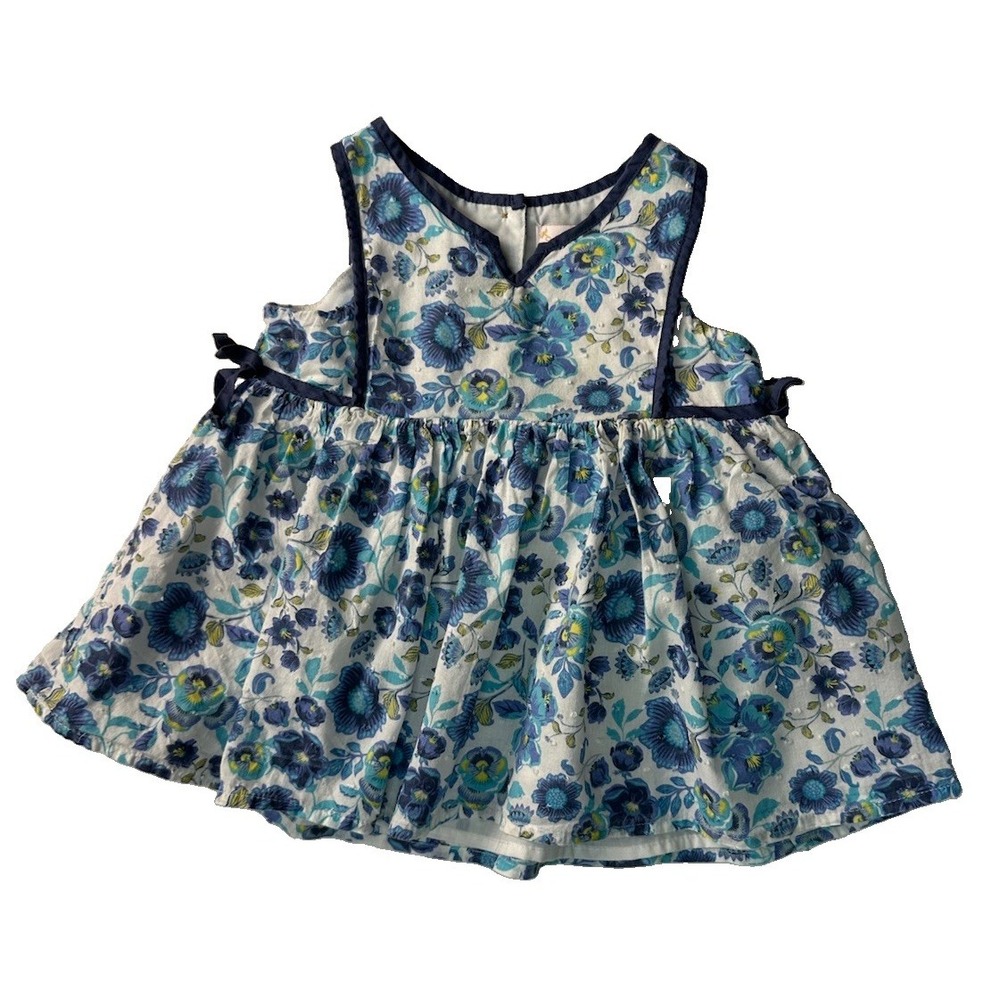 Savannah Charming Toddler Girl Dress 3 T Navy Blue & White Floral Sleeveless